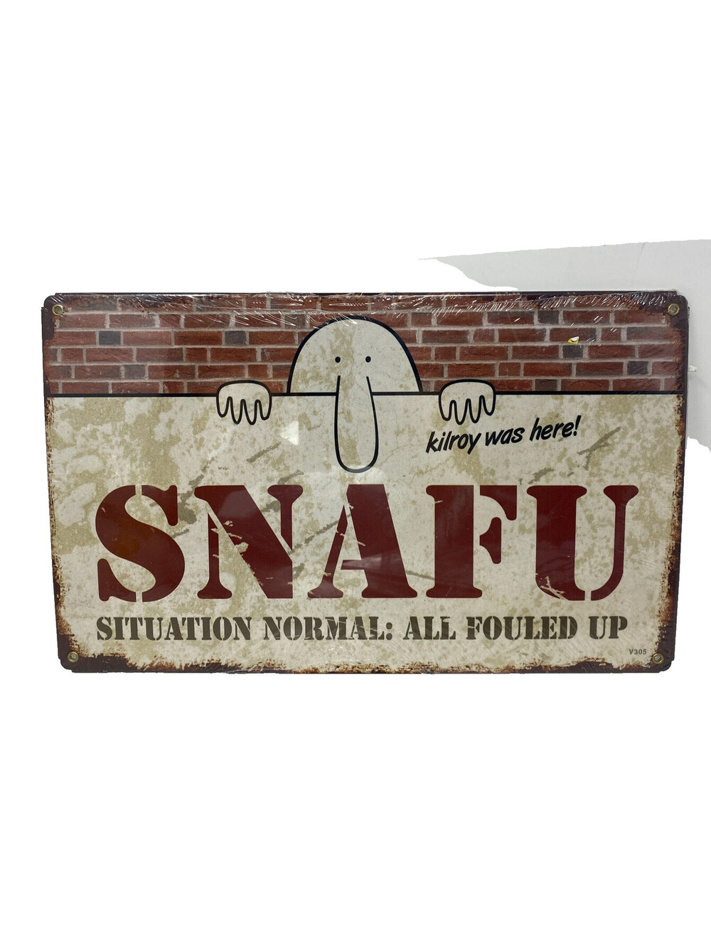 SNAFU Kilroy Was Here Vintage Metal Sign 13.5x8.5 Military Humor WWII New